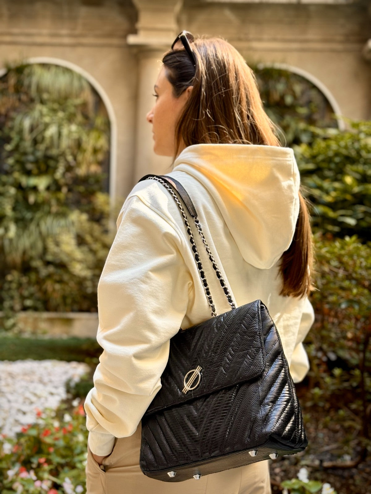 Cremona lizzard bag nero
