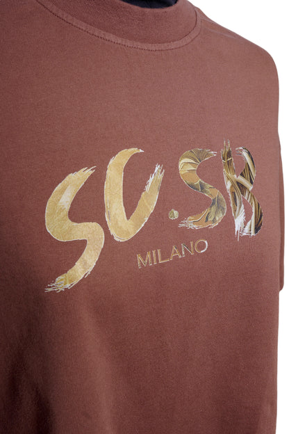 logo cropped oversize Tee mokka