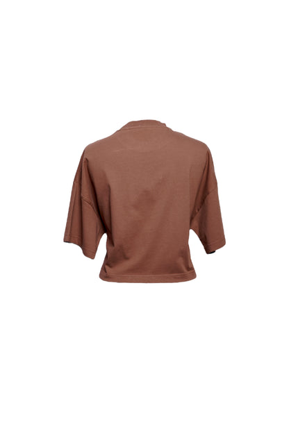 logo cropped oversize Tee mokka